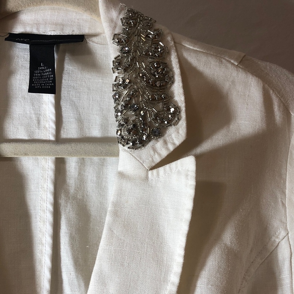 INC International Concepts Cream Embellished Jacket, Size L - Picture 5 of 9